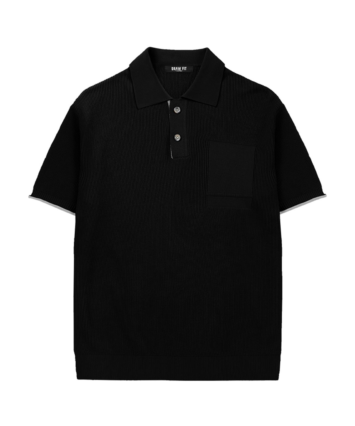 드로우핏(DRAW FIT) 콘트라스트 블록 반팔 니트 [BLACK]