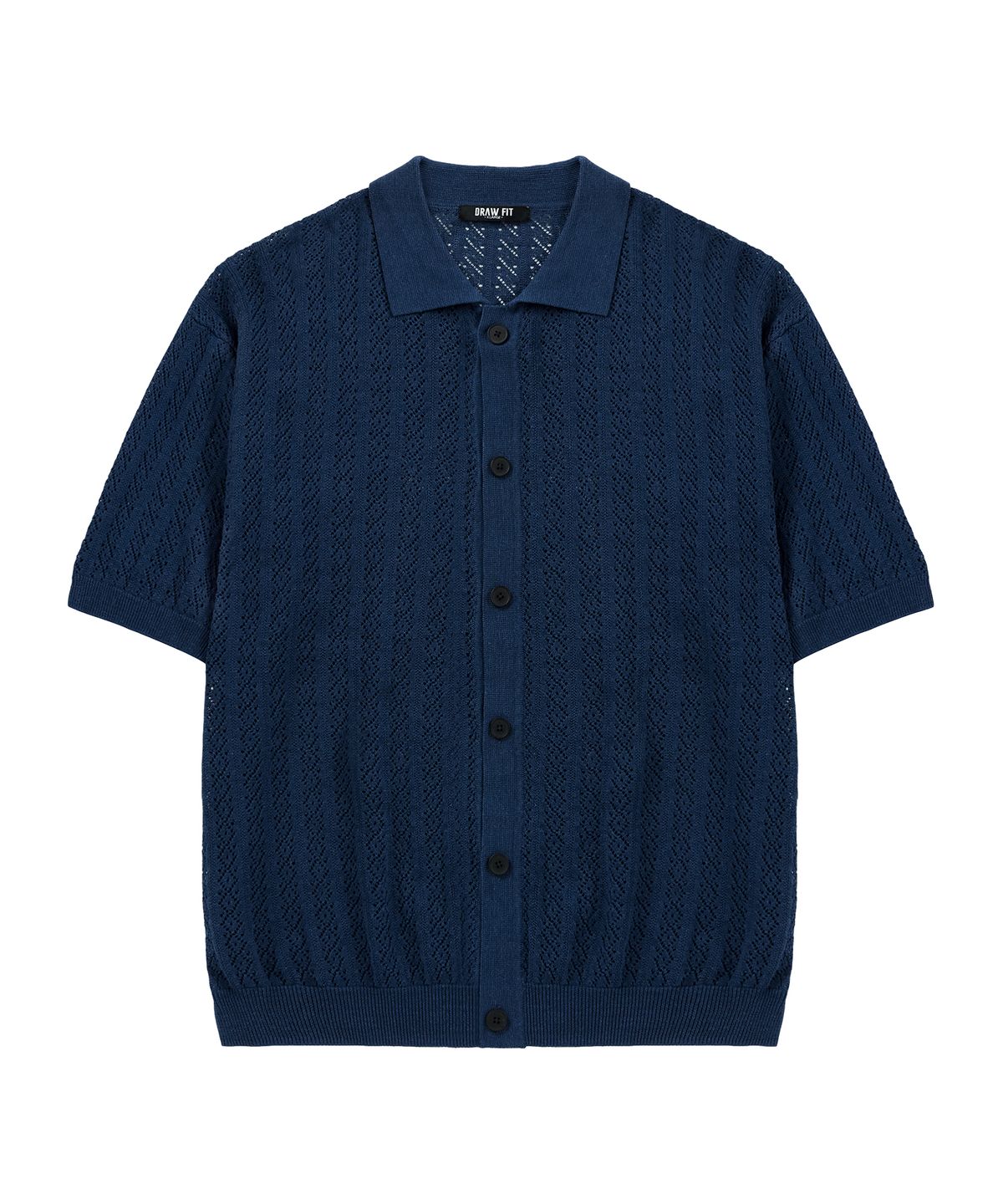 드로우핏(DRAW FIT) 린넨 펀칭 하프 카라 가디건 [BLUE]