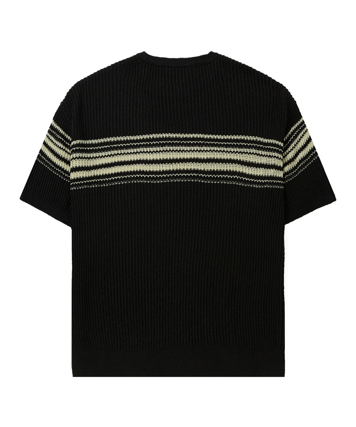 드로우핏(DRAW FIT) 부클 엣지 스트라이프 하프 니트 [BLACK]