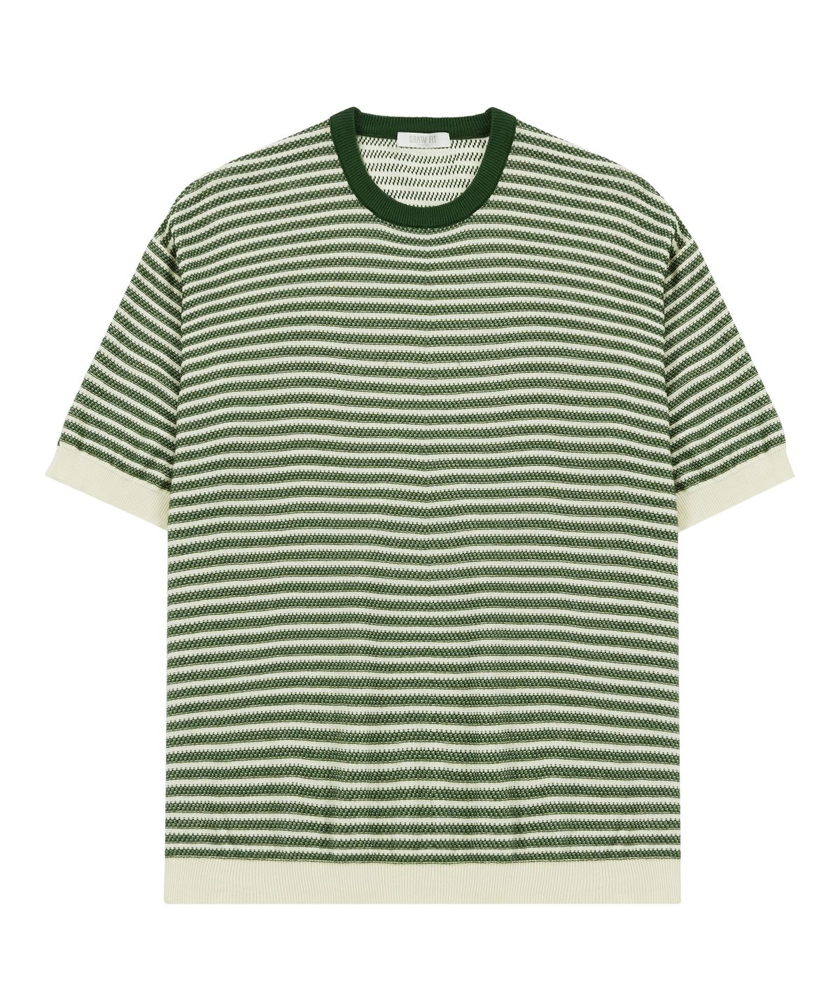 드로우핏(DRAW FIT) 스트라이프 텍스쳐 라인 하프 니트 [GREEN]
