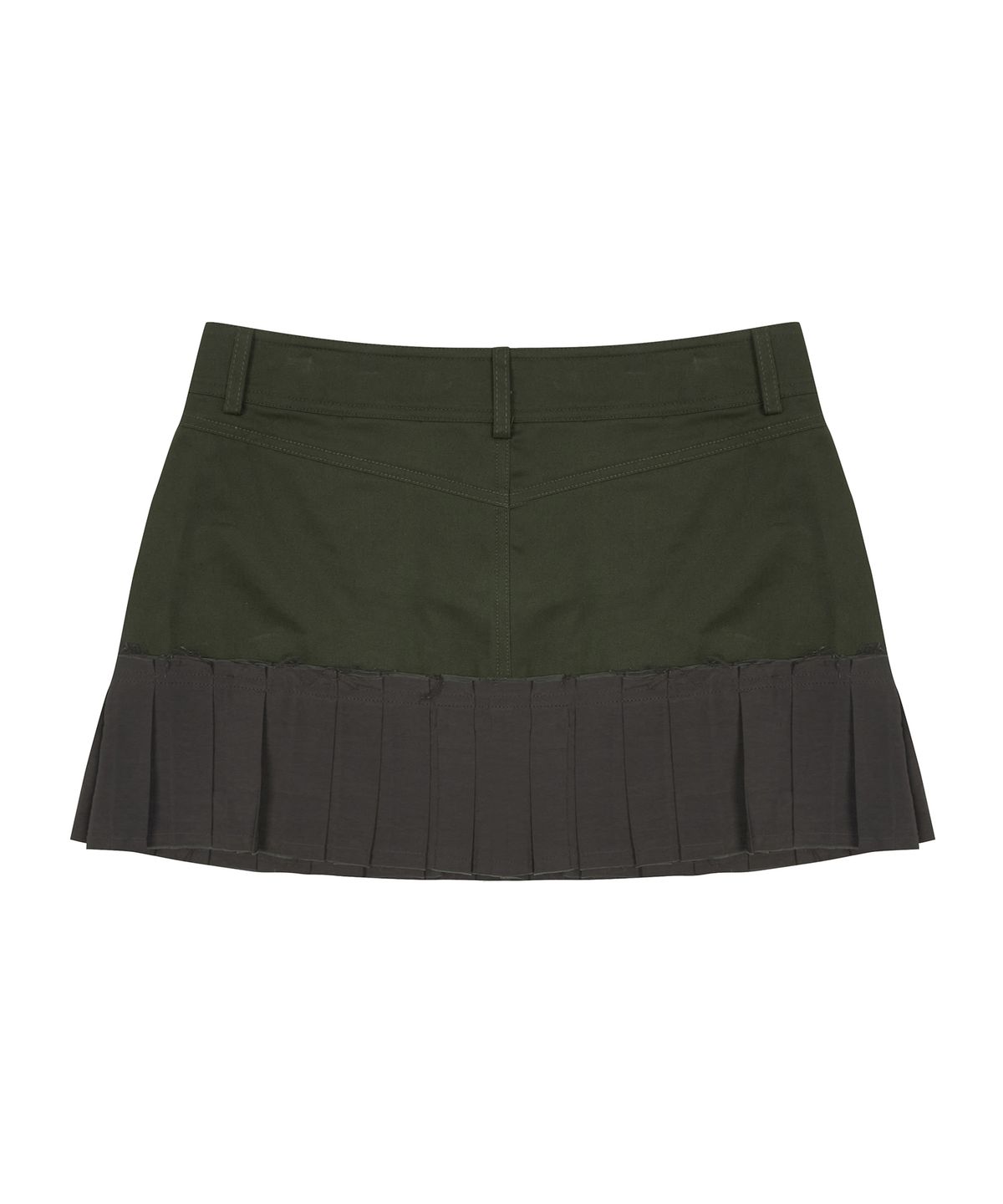 러브이즈트루(LUVISTRUE) CURVED L PLEATS SKIRT(KHAKI)