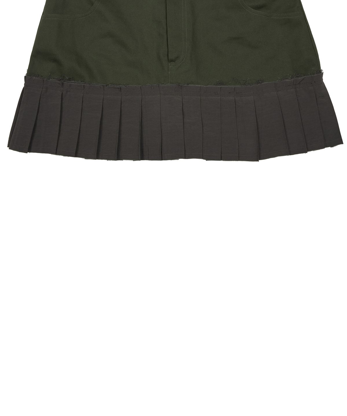 러브이즈트루(LUVISTRUE) CURVED L PLEATS SKIRT(KHAKI)
