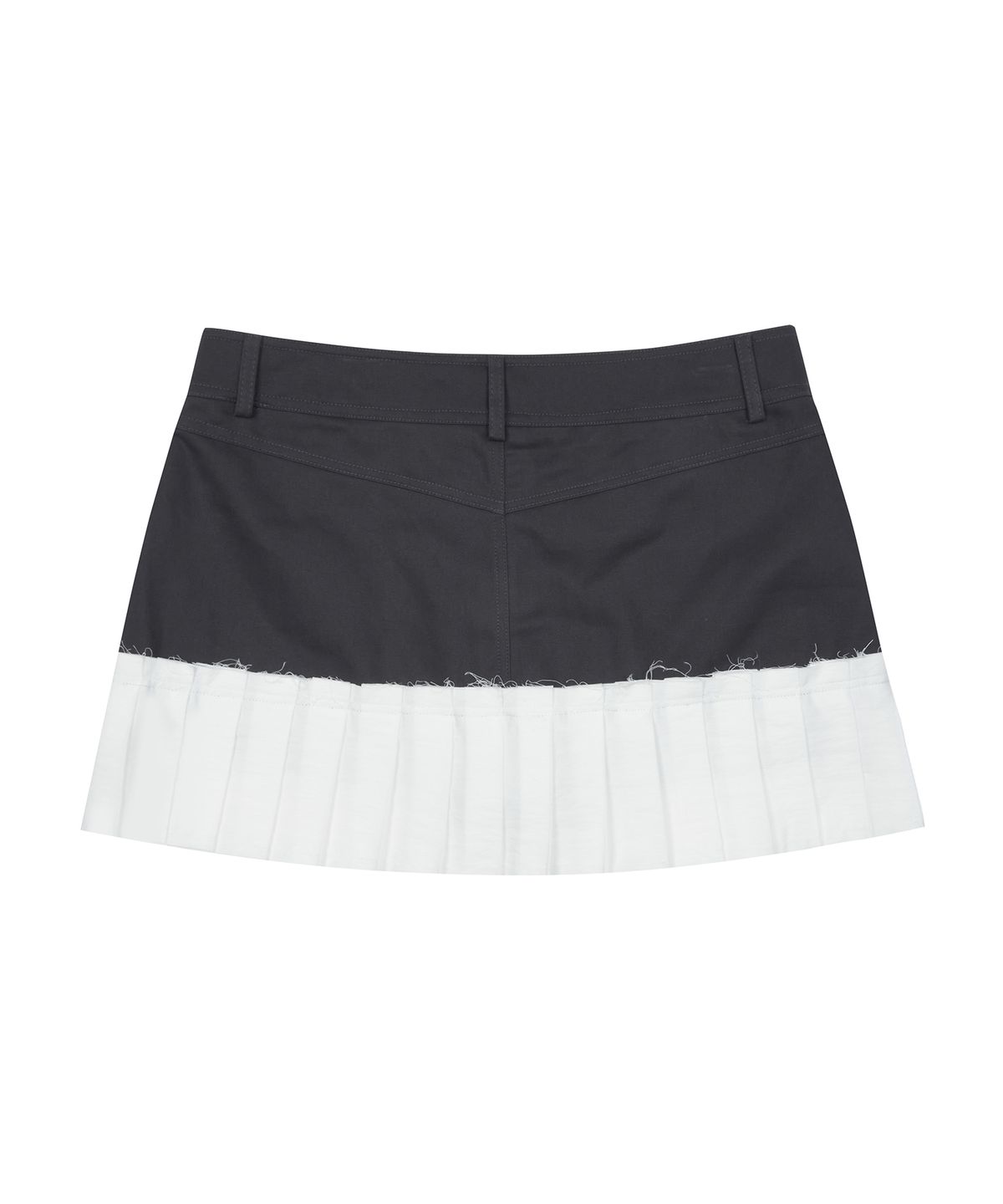 러브이즈트루(LUVISTRUE) CURVED L PLEATS SKIRT(CHARCOAL)