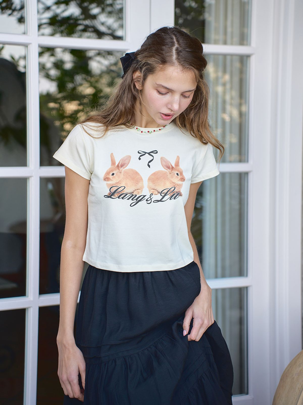 랭앤루(LANGNLU) LIKE BUNNY T-Shirts(라이크 바니)_LIGHT YELLOW
