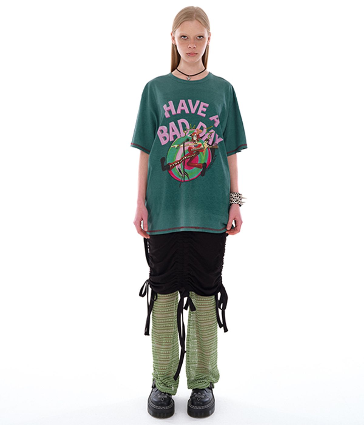 유쓰배쓰(YOUTHBATH) HABD SKELETON T-SHIRT_GREEN