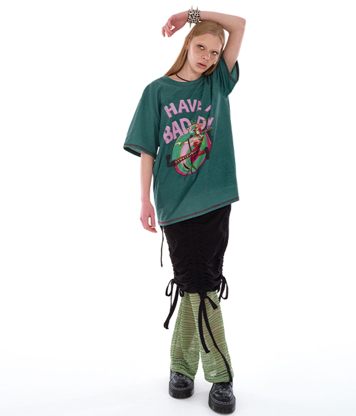 유쓰배쓰(YOUTHBATH) HABD SKELETON T-SHIRT_GREEN