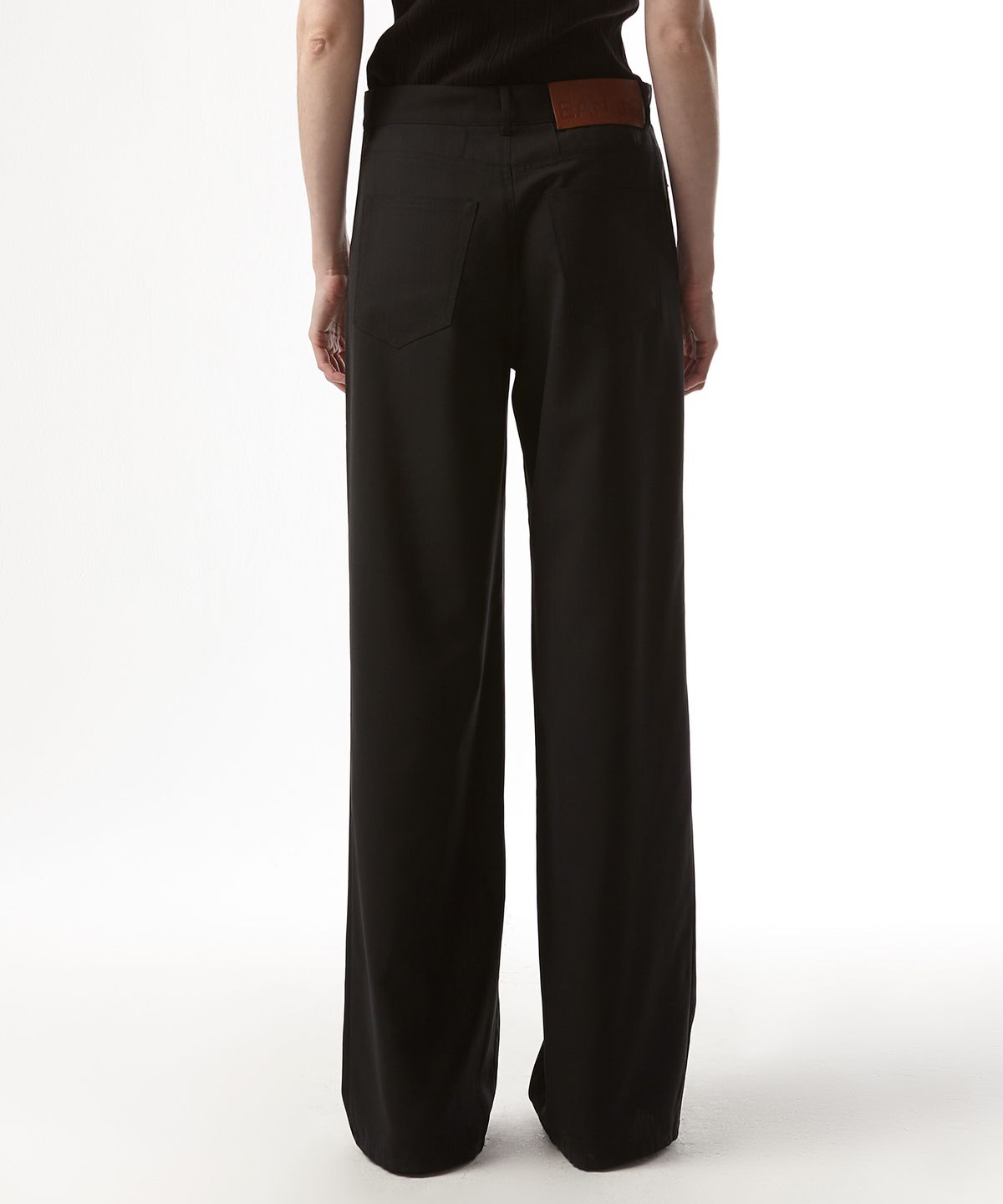 이안조(EAN JO) SUMMER WOOL LOW WAIST LARGE PANTS (BLACK)
