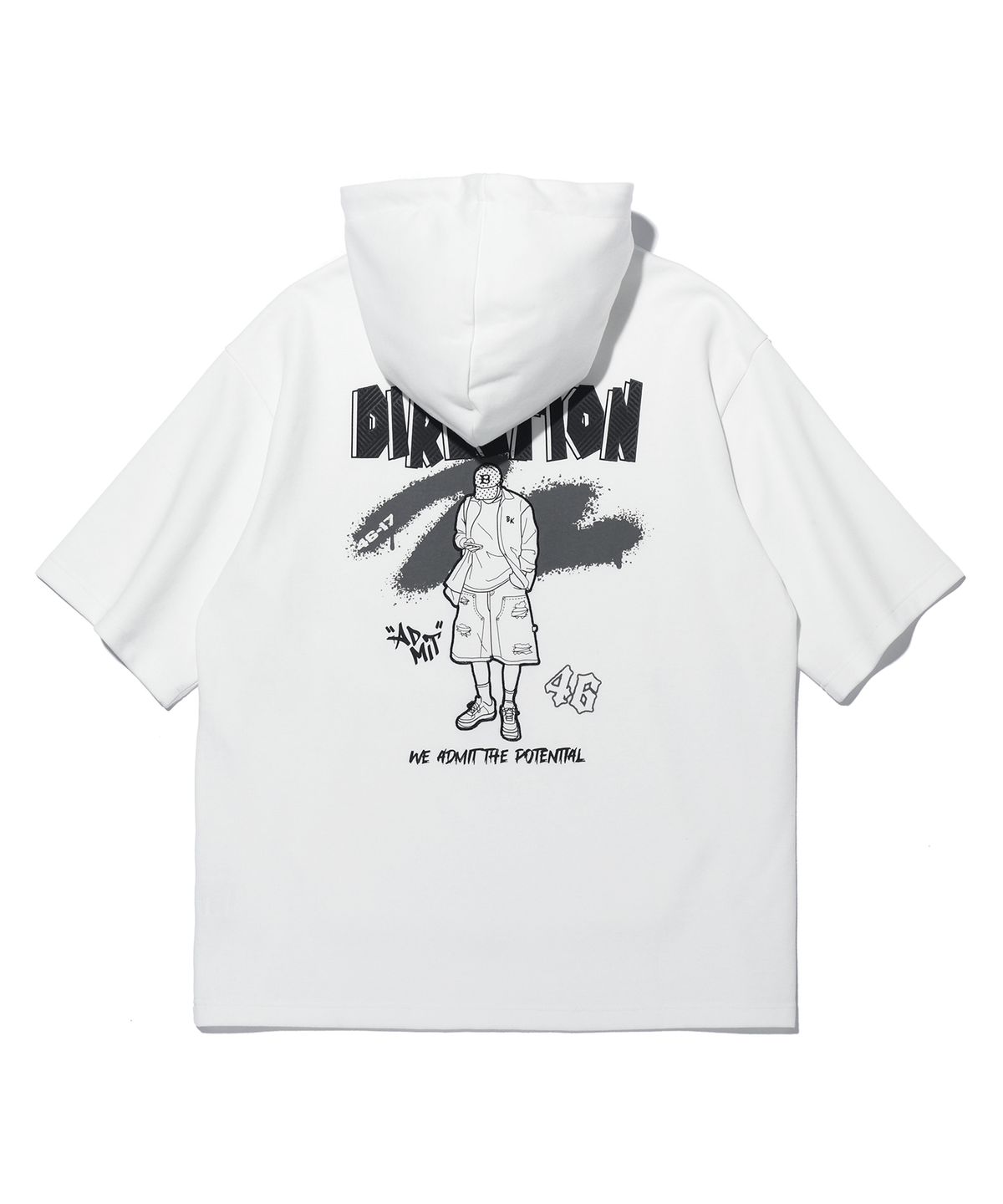 벙커버스터(BUNKERBUSTER) 디렉션 백 프린팅 반팔 후디 MQ2TU240_OFF WHITE