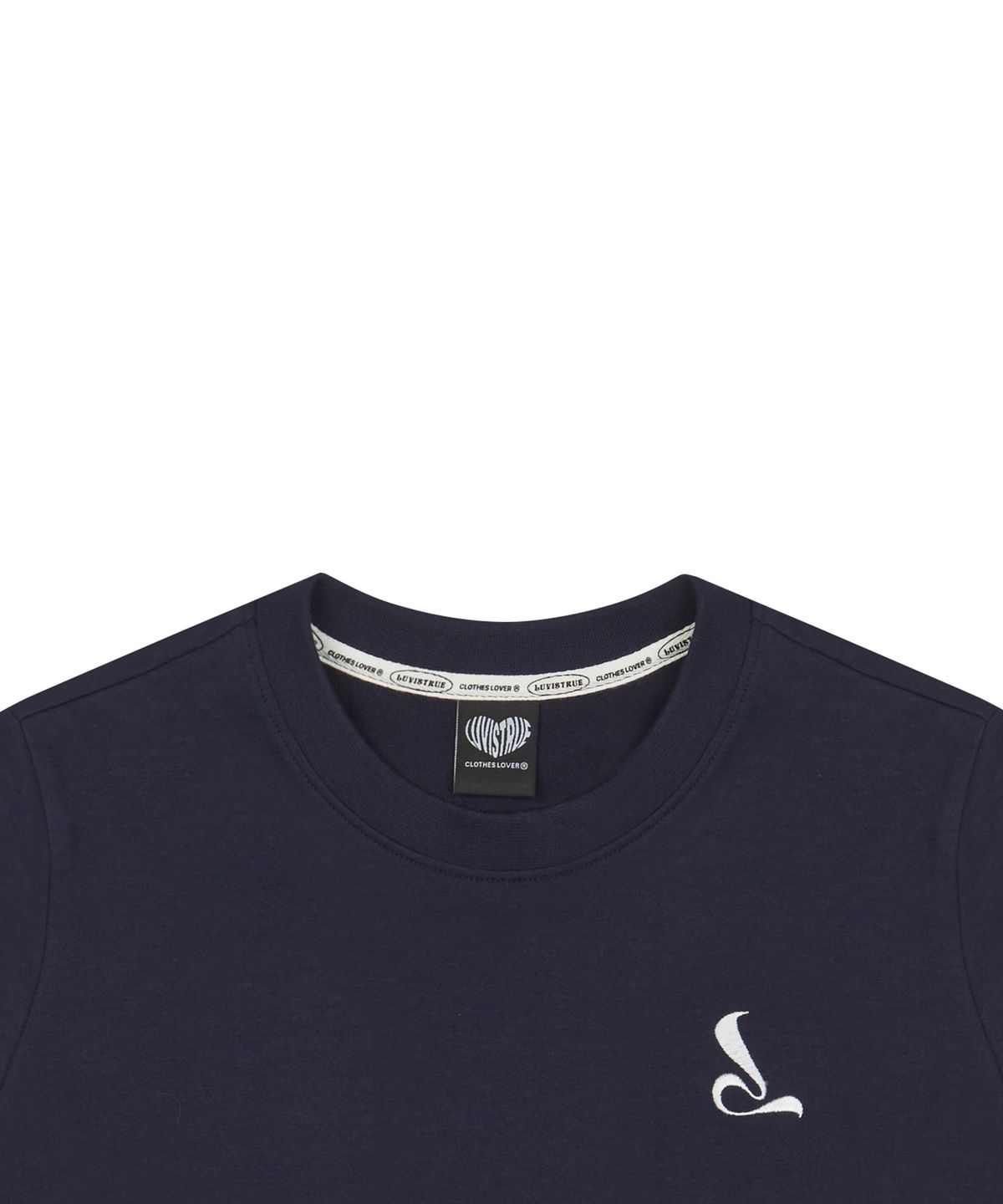러브이즈트루(LUVISTRUE) CURVED L SET TEE(NAVY)