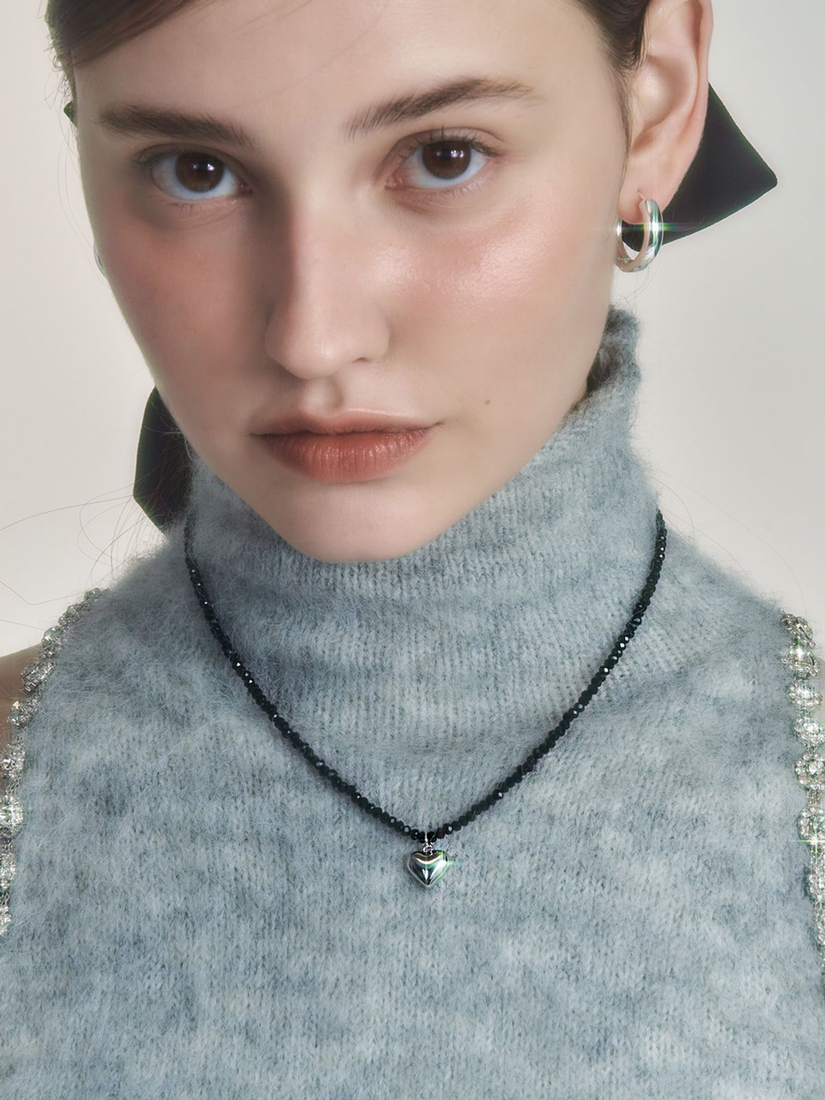 헤이(HEI) crystal heart necklace