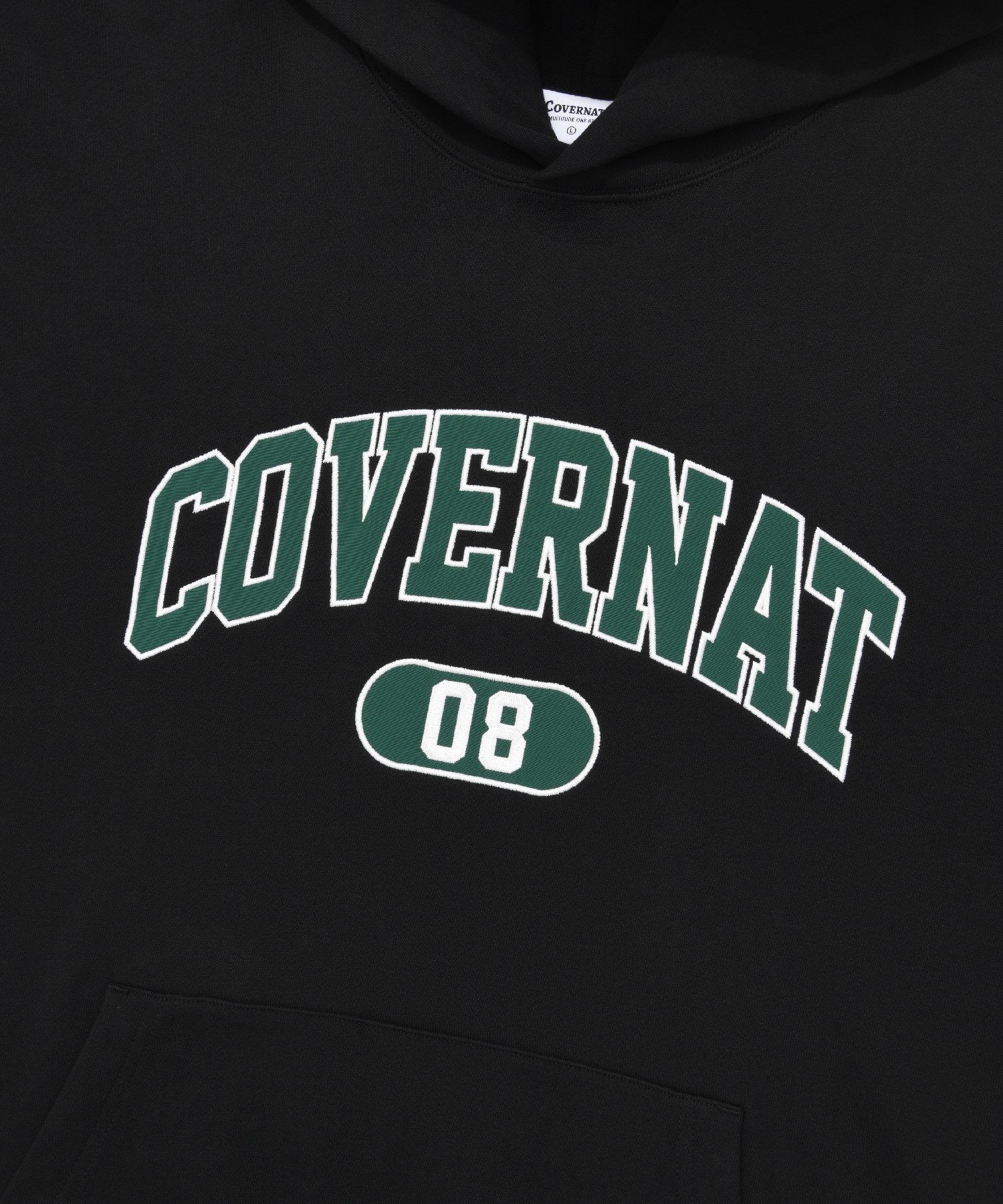 MUSINSA | COVERNAT arch logo hoodie black