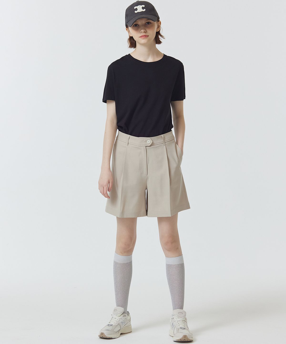 마롭(MALOUPE) 2205 썸머 원턱 하프 팬츠 (베이지)