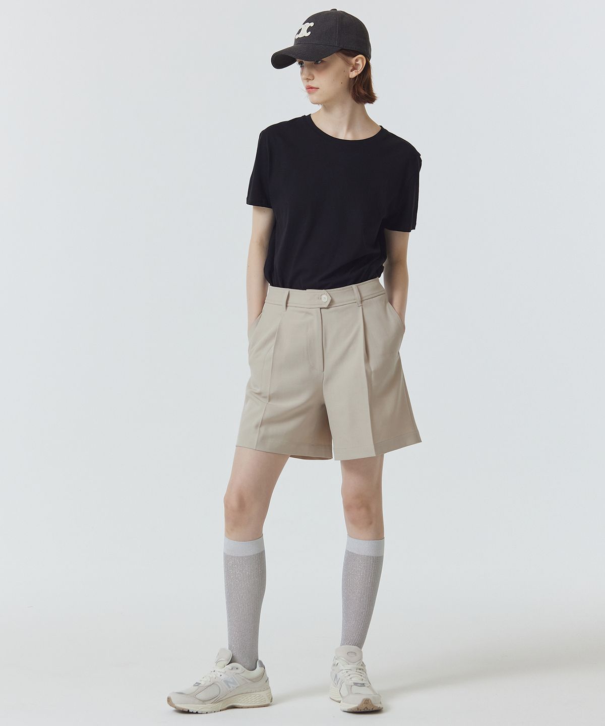 마롭(MALOUPE) 2205 썸머 원턱 하프 팬츠 (베이지)