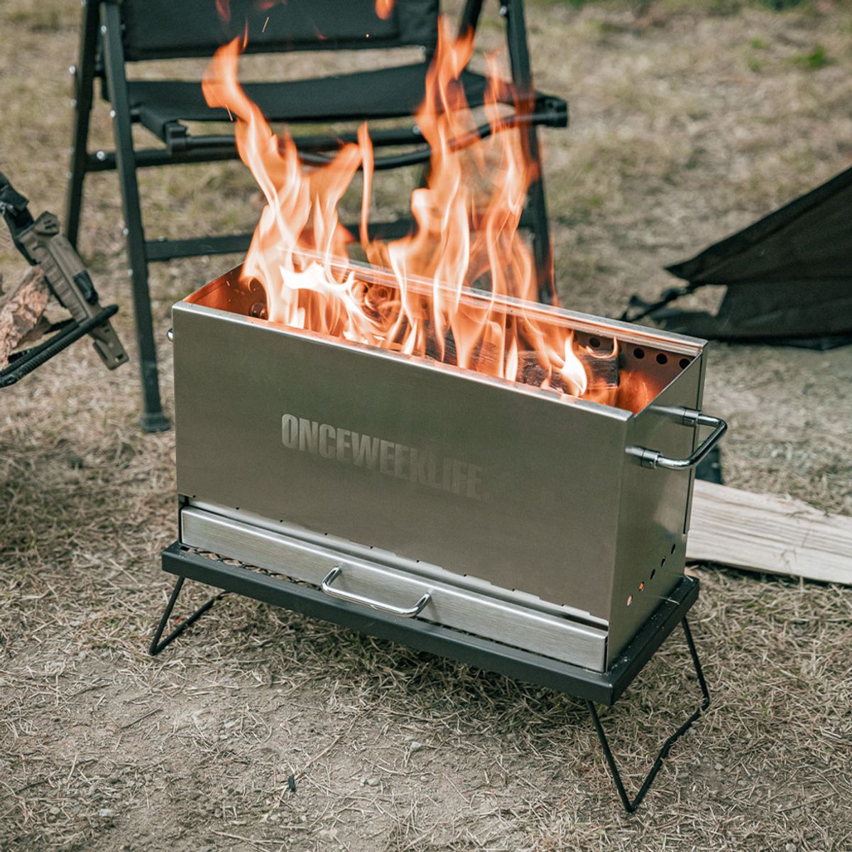 원스위크라이프(ONCEWEEKLIFE) 대형 이중연소 캠핑 불멍 화로대 / OBQ0221