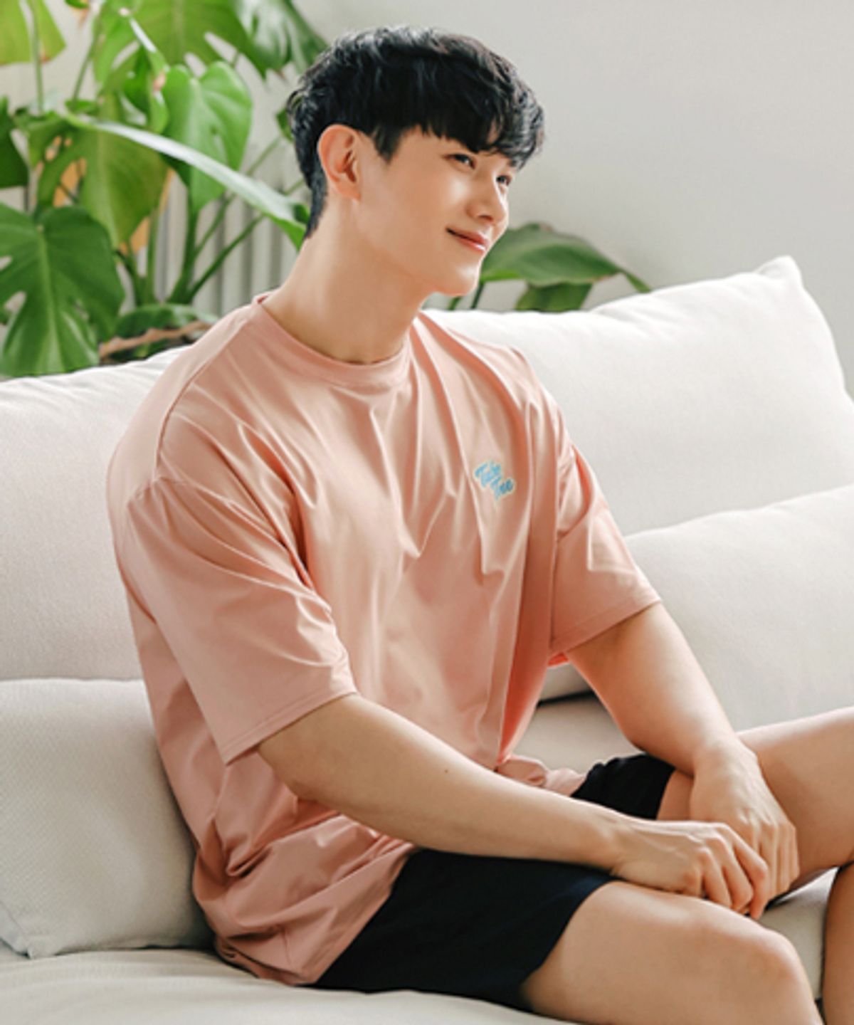 튜브트리(TUBE TREE) 남성용 베이직 루즈핏 반팔 래쉬가드 A604 살몬핑크