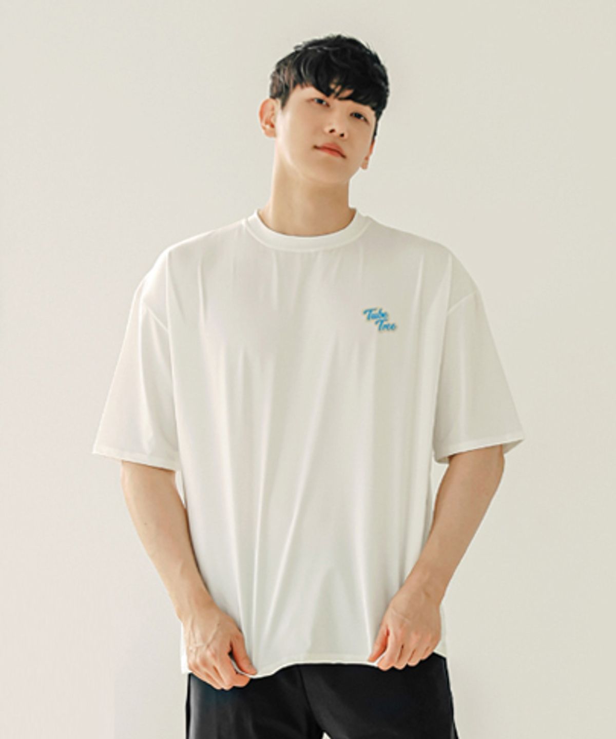 튜브트리(TUBE TREE) 남성용 베이직 루즈핏 반팔 래쉬가드 A604 아이보리