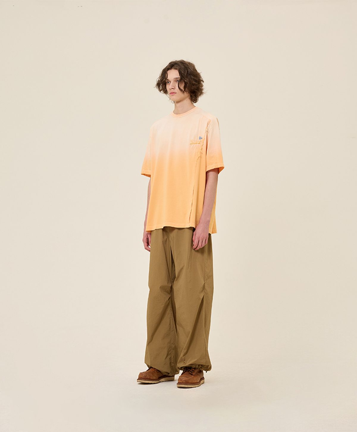 누크피터(NUUKFITTER) PENNANT WASHING T-SHIRT [ORANGE]