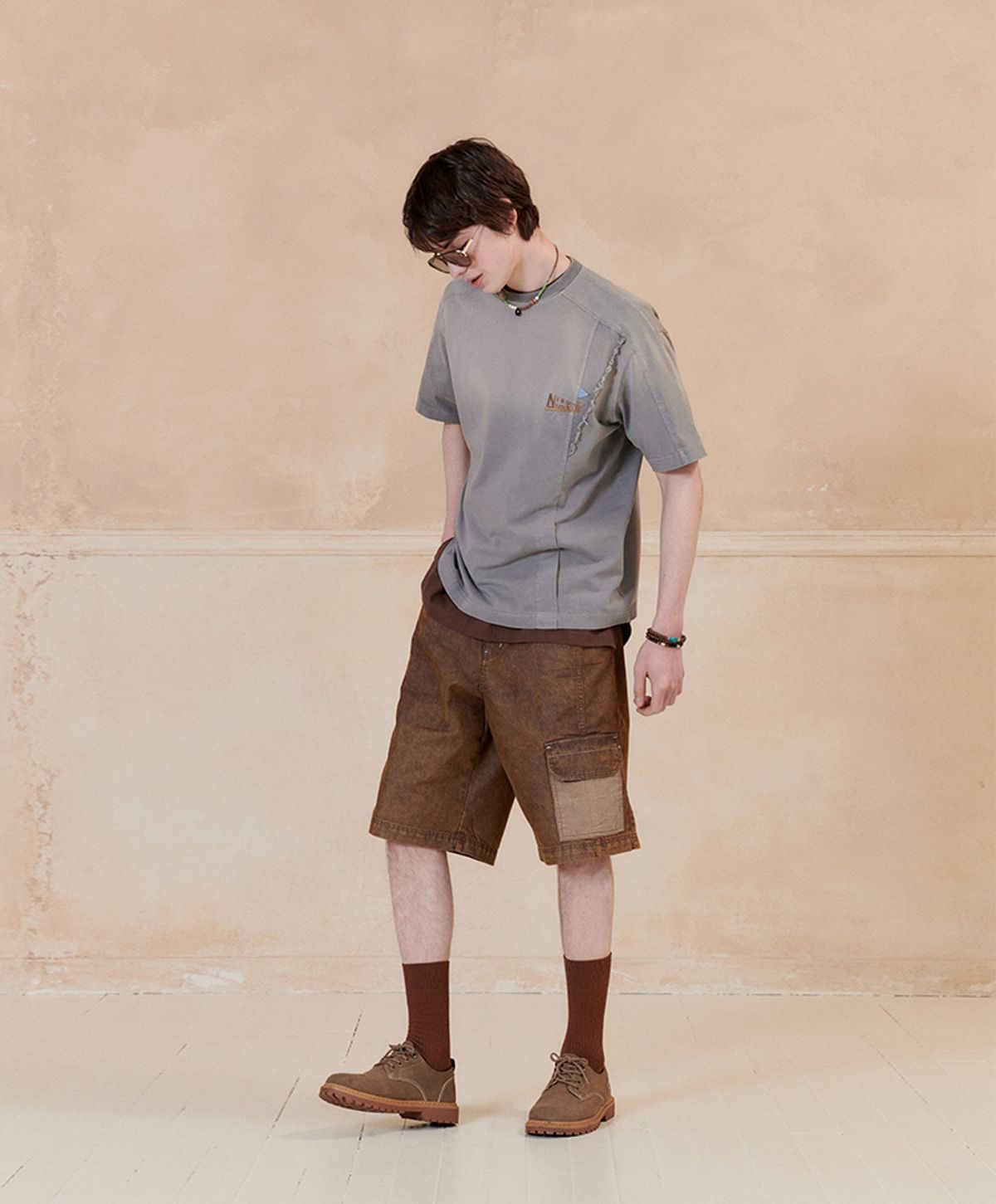 누크피터(NUUKFITTER) PENNANT WASHING T-SHIRT [GRAY]