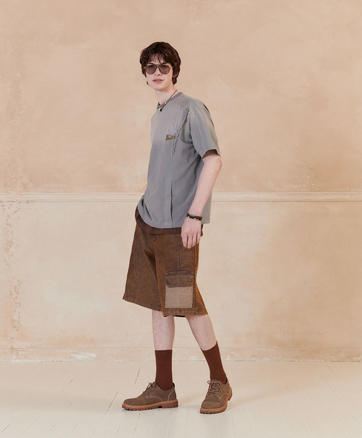 누크피터(NUUKFITTER) PENNANT WASHING T-SHIRT [GRAY]