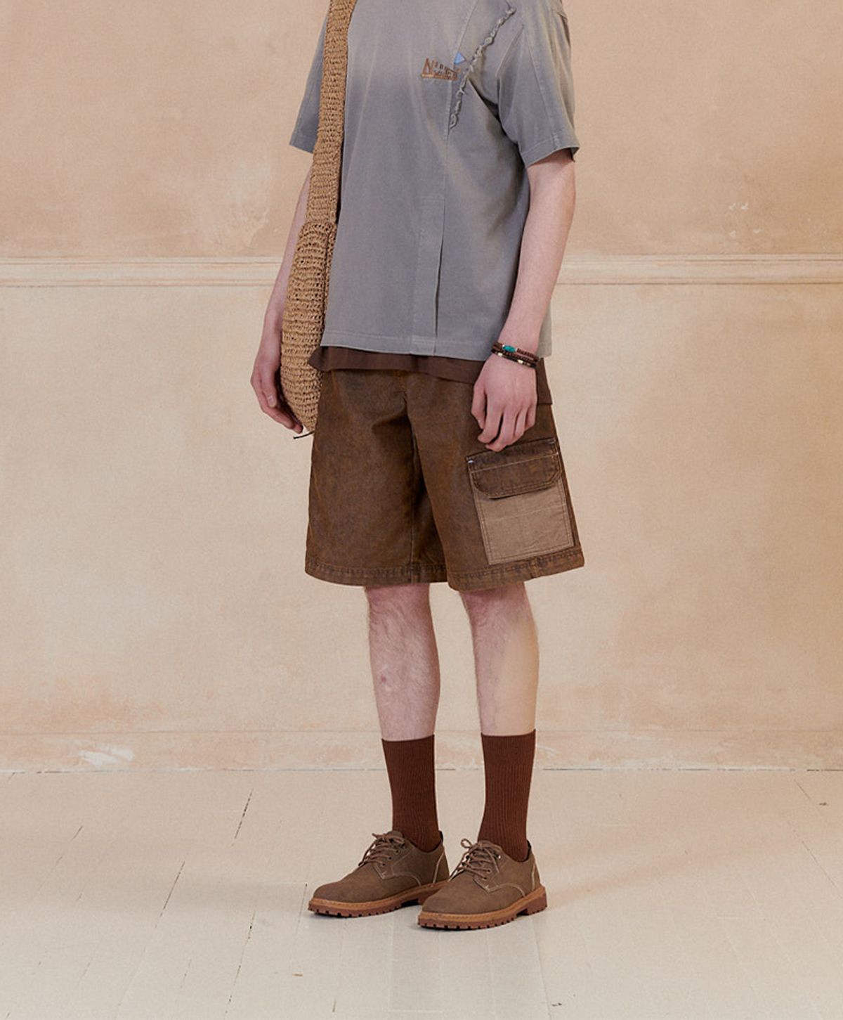 누크피터(NUUKFITTER) COLOR DYEING WILD SHORTS_MEN [BROWN]