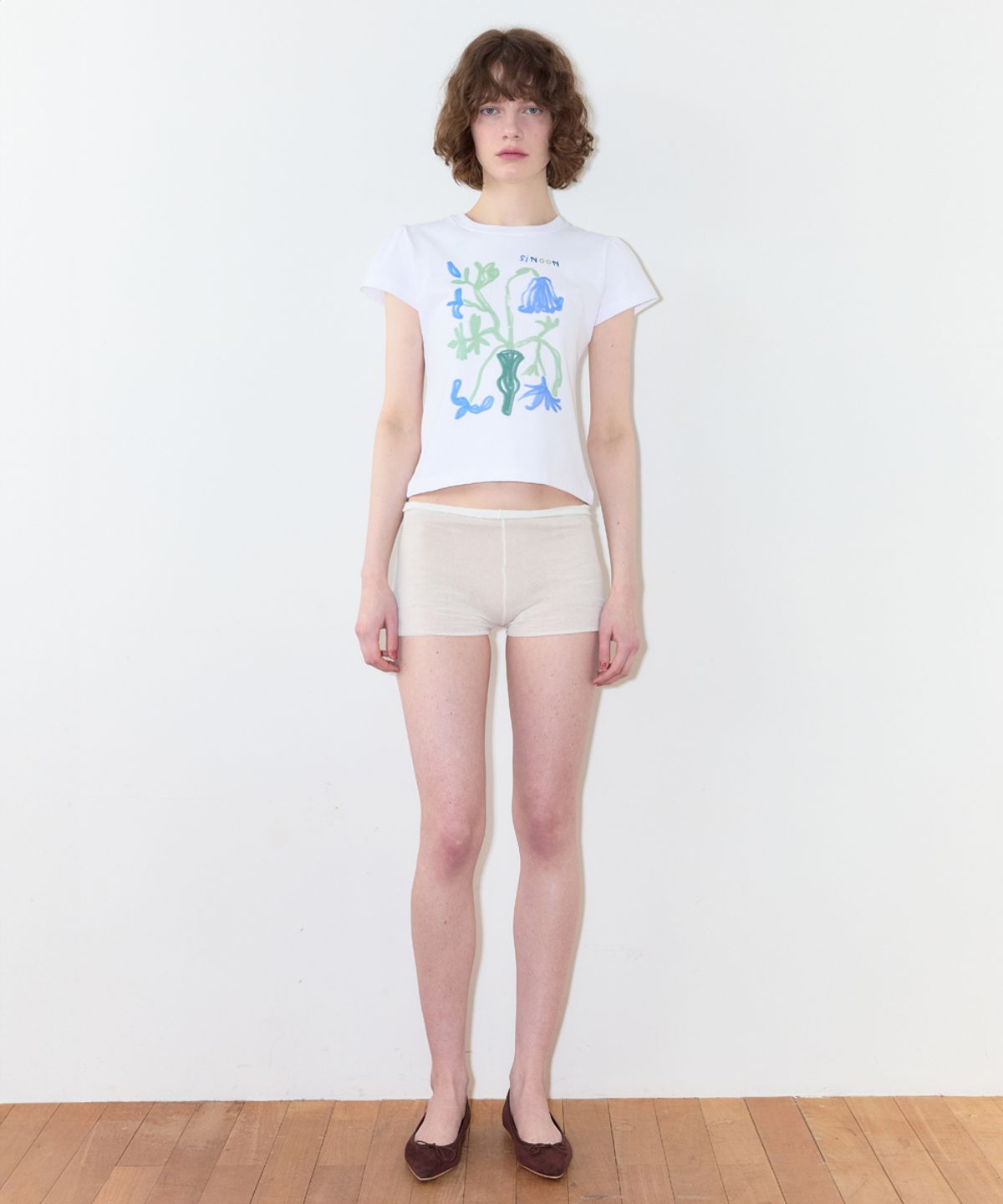시눈(SINOON) Flower Vase Puff T-Shirt (Blue)