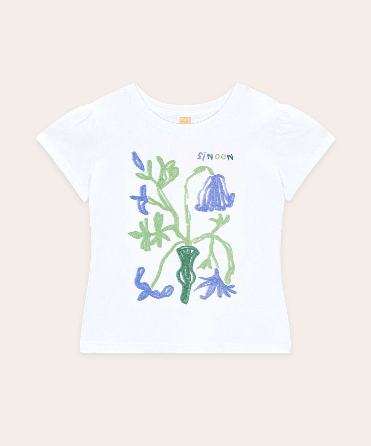 시눈(SINOON) Flower Vase Puff T-Shirt (Blue)