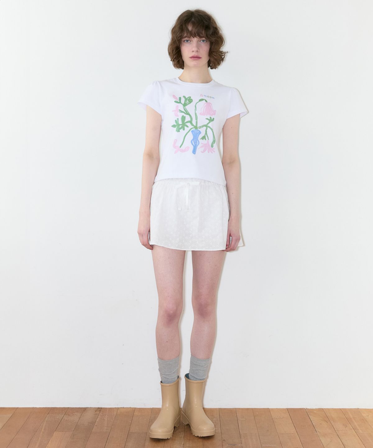 시눈(SINOON) Flower Vase Puff T-Shirt (Pink)