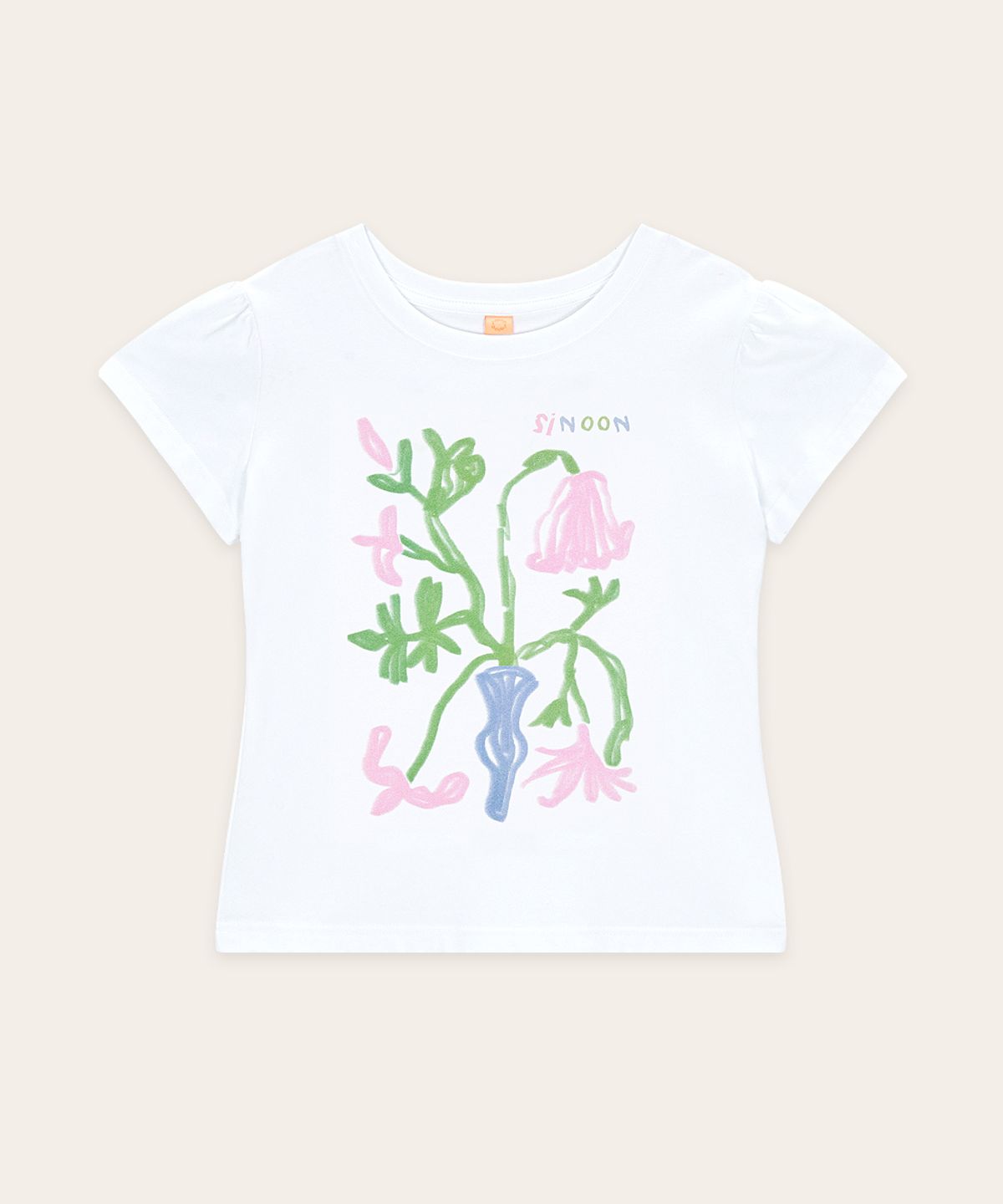 시눈(SINOON) Flower Vase Puff T-Shirt (Pink)