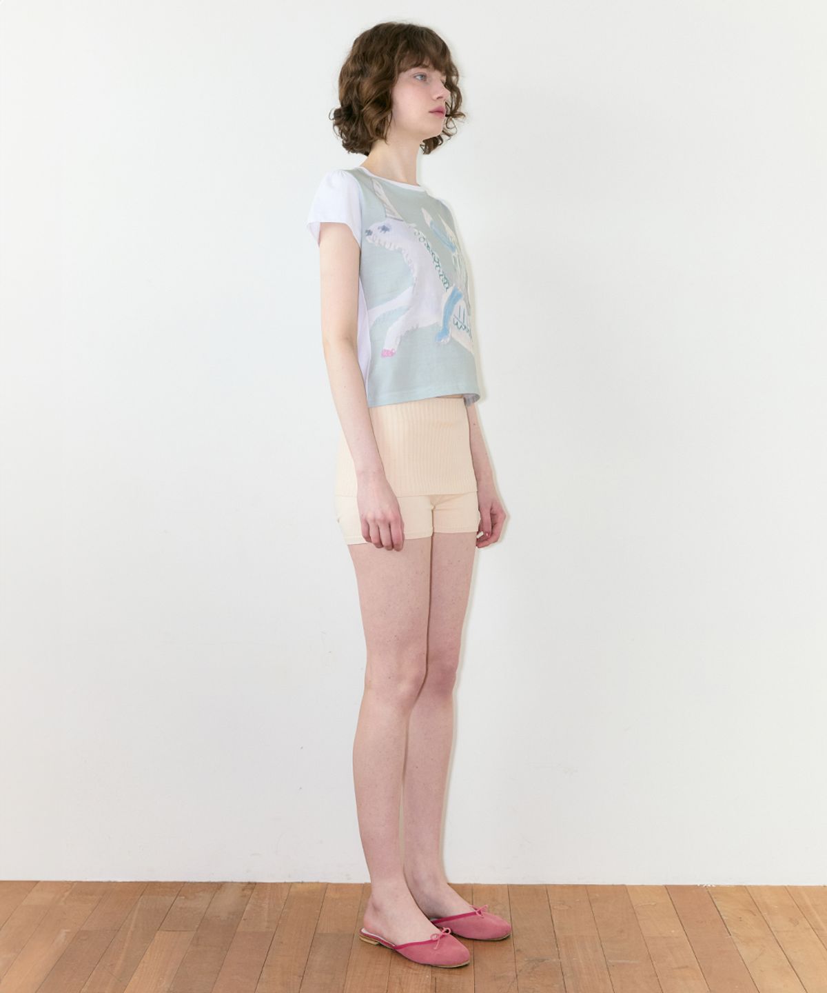 시눈(SINOON) Color Block Unicorn Puff T-Shirt (Mint)