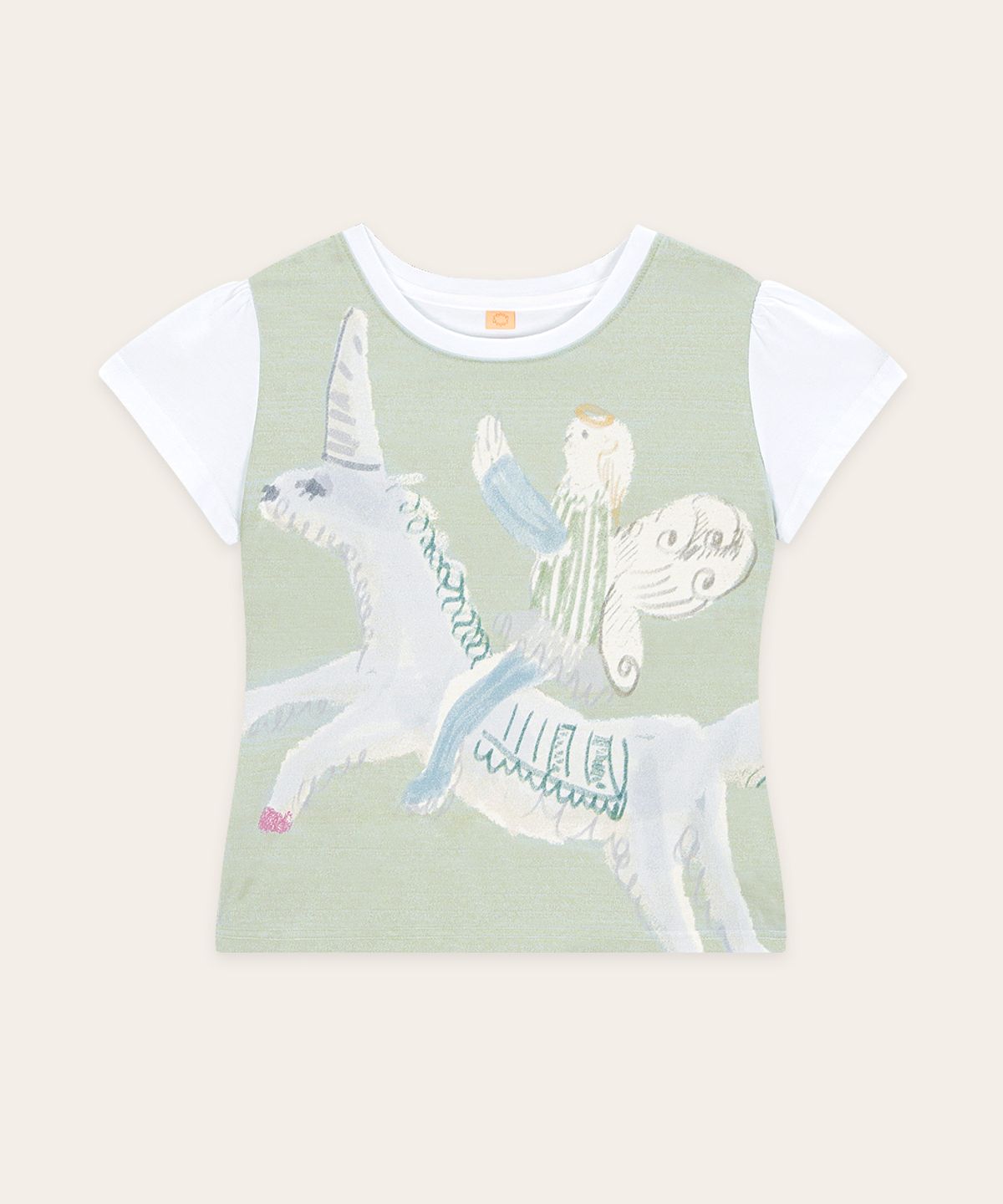 시눈(SINOON) Color Block Unicorn Puff T-Shirt (Mint)