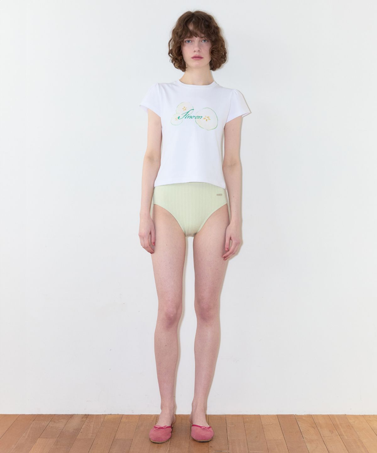 시눈(SINOON) Fresh Lime Puff T-Shirt (White)