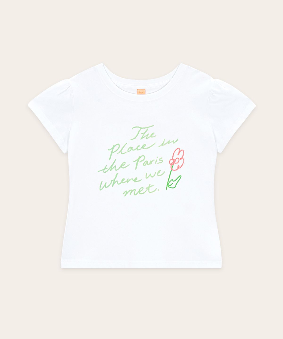 시눈(SINOON) Flower Lettering Puff T-Shirt (White)