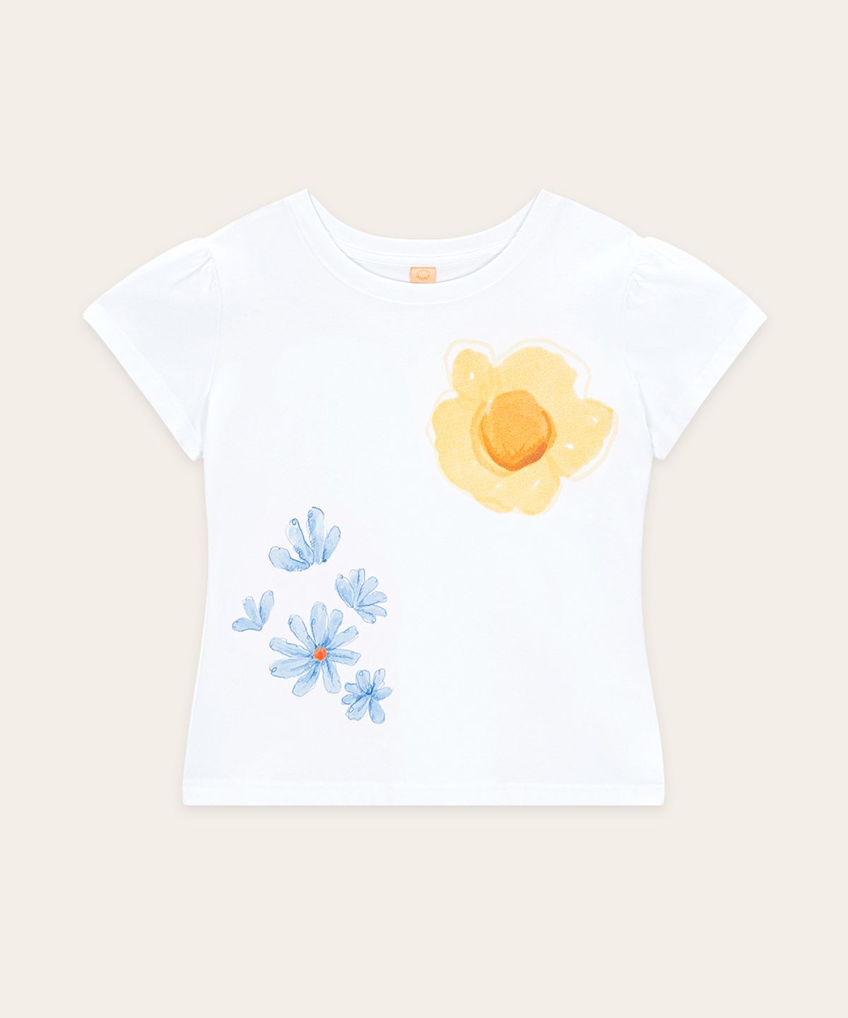 시눈(SINOON) Floral Leaf Puff T-Shirt (White)