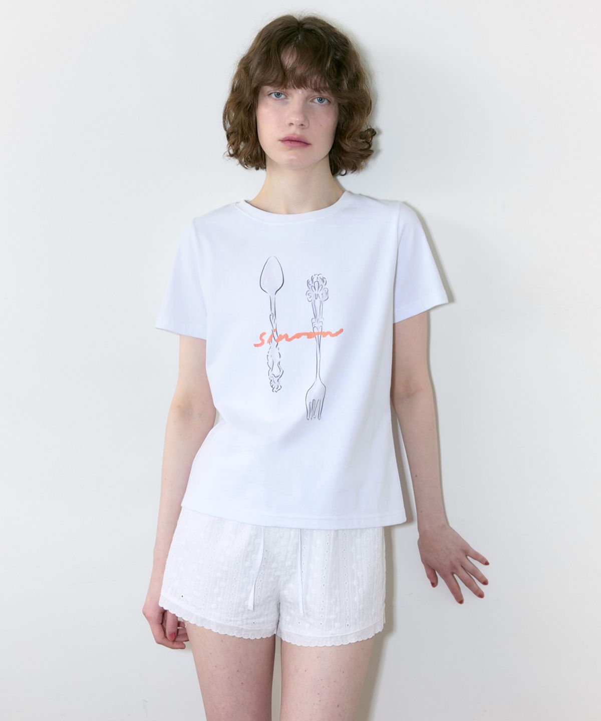 시눈(SINOON) Spoon & Fork T-Shirt (White)