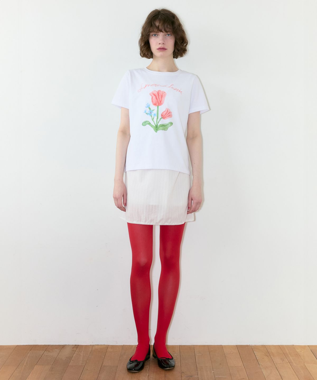 시눈(SINOON) Tulip Flower T-Shirt (White)