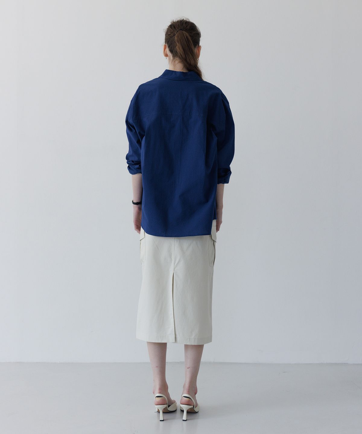 튜드먼트(TTUDEMENT) SEERSUCKER WORK SHIRT NAVY
