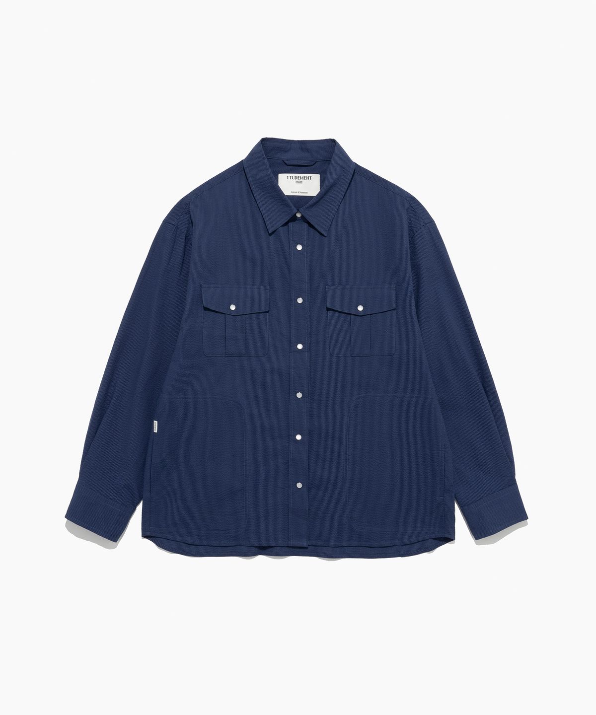 튜드먼트(TTUDEMENT) SEERSUCKER WORK SHIRT NAVY