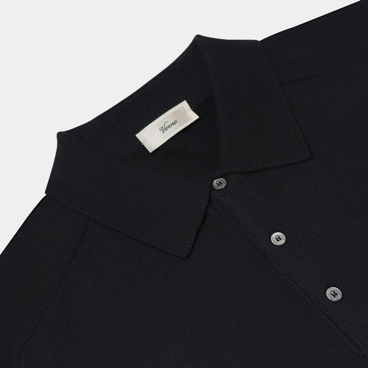 베르노(VERNO) 24SS Cashtouch saddle sleeve polo knit Black