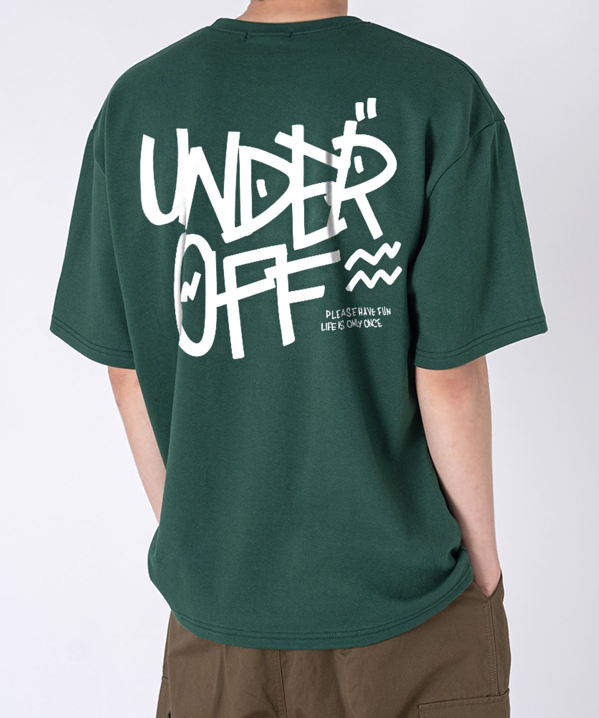 언더오프(UNDEROFF) [2PACK] 오버핏 크루넥 그래피티 백로고 반팔 티셔츠 7colors