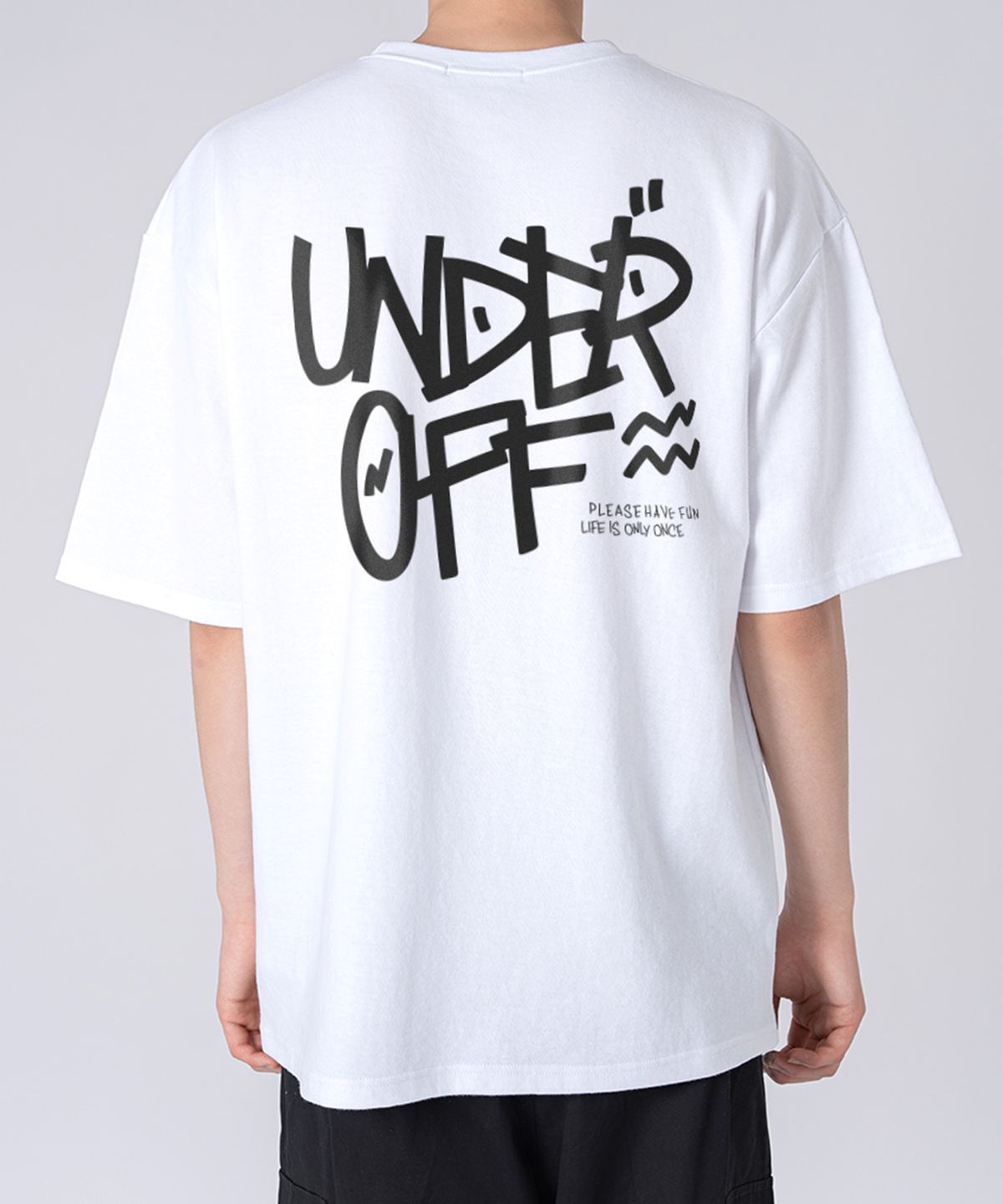 언더오프(UNDEROFF) [2PACK] 오버핏 크루넥 그래피티 백로고 반팔 티셔츠 7colors