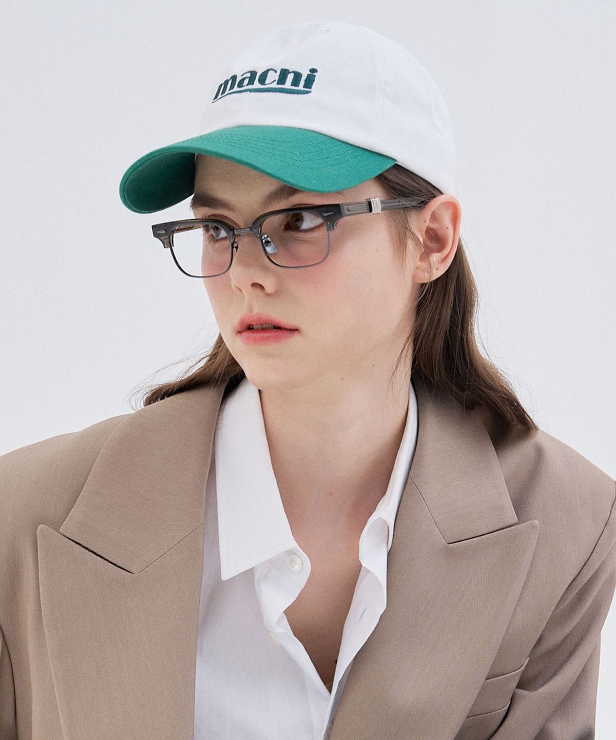 마크니(MACNI) SIGNATURE LOGO MIX BALL CAP_GREEN