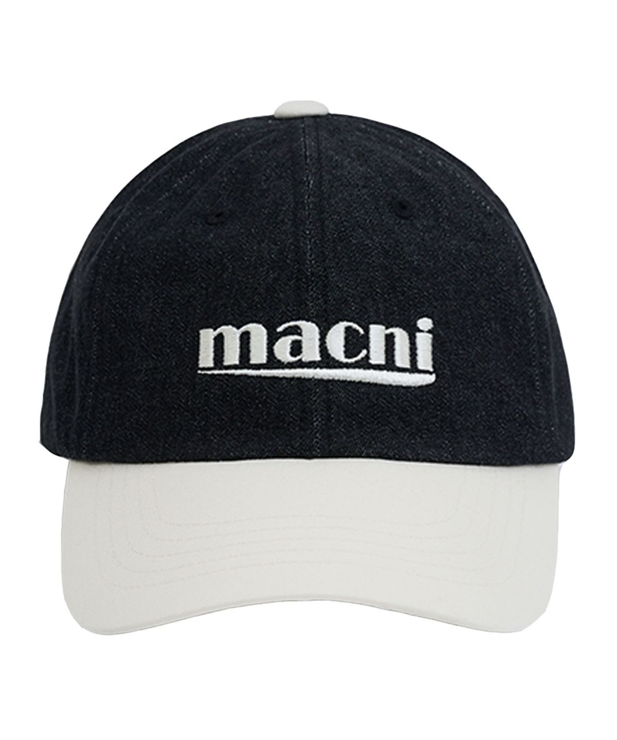 마크니(MACNI) SIGNATURE LOGO MIX BALL CAP_BLACK DENIM