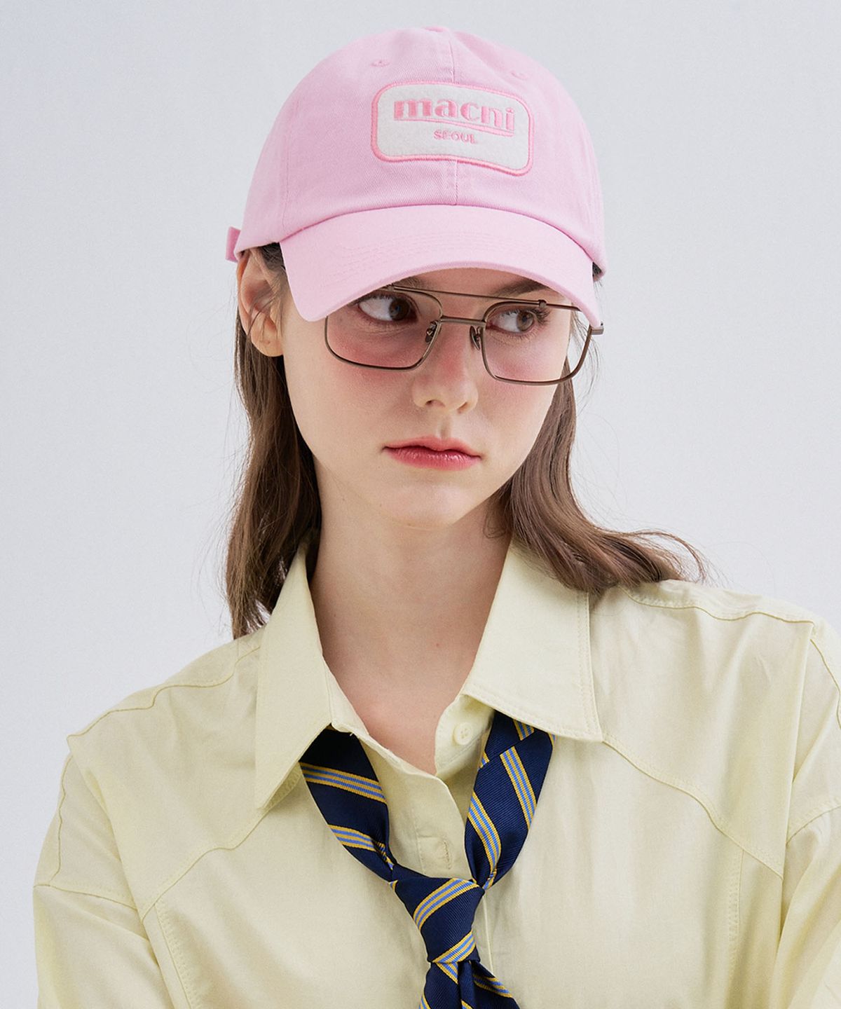 마크니(MACNI) Y2K LOGO PATCH BALL CAP_PINK