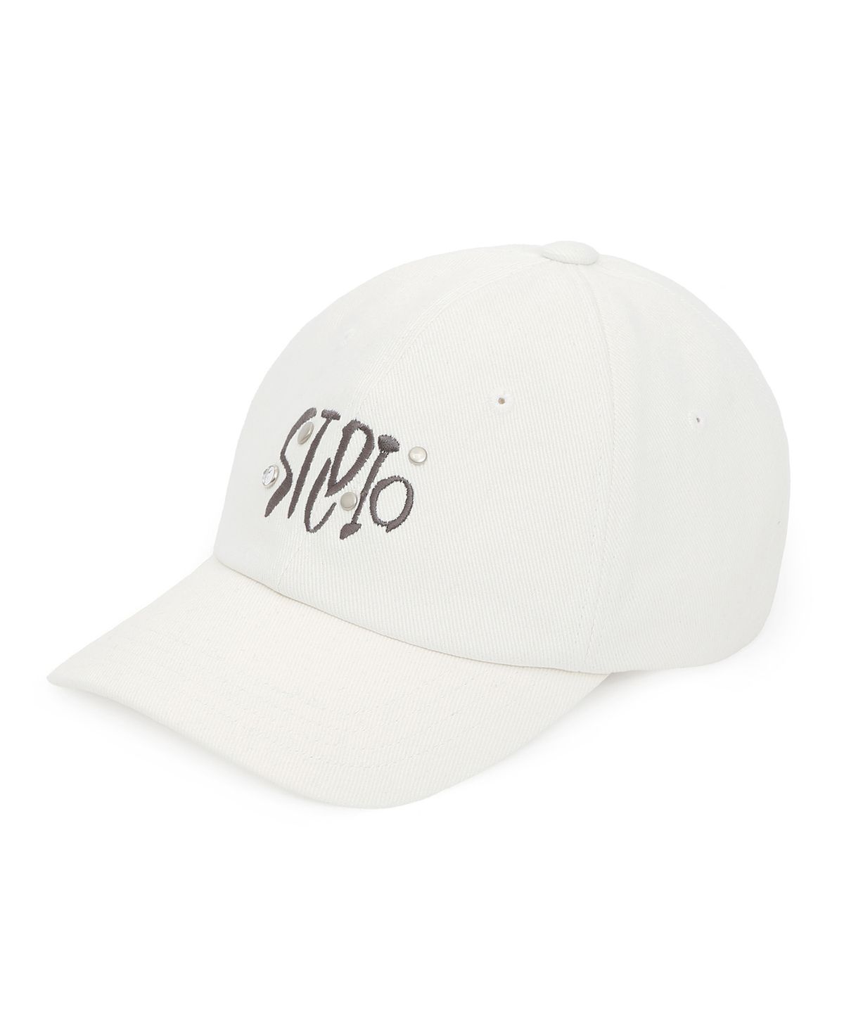 언더컨트롤 스튜디오(UNDERCONTROL STUDIO) 스터드 로고 볼캡 BALL CAP / JEWEL STUD / BATIK CREAM