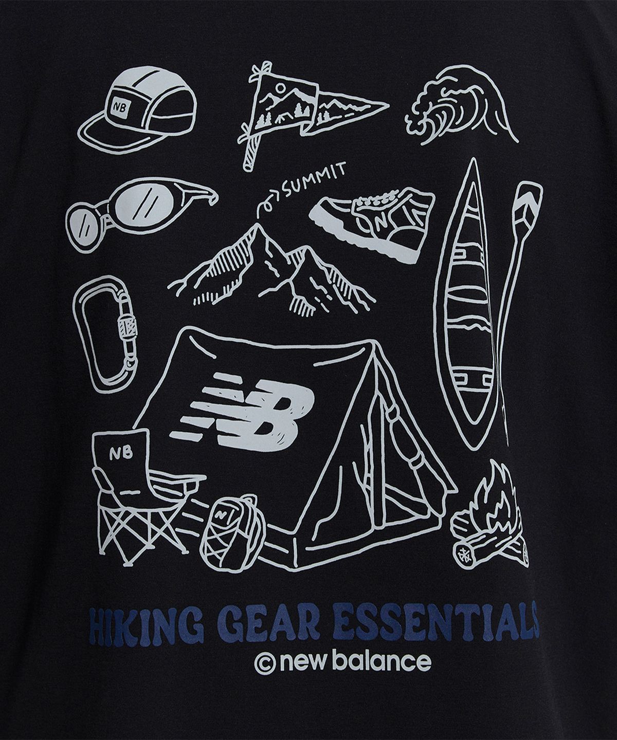 뉴발란스(NEW BALANCE) NBNEGCO303 / UNI FROZEN 캠핑그래픽 반팔티 (BLACK)