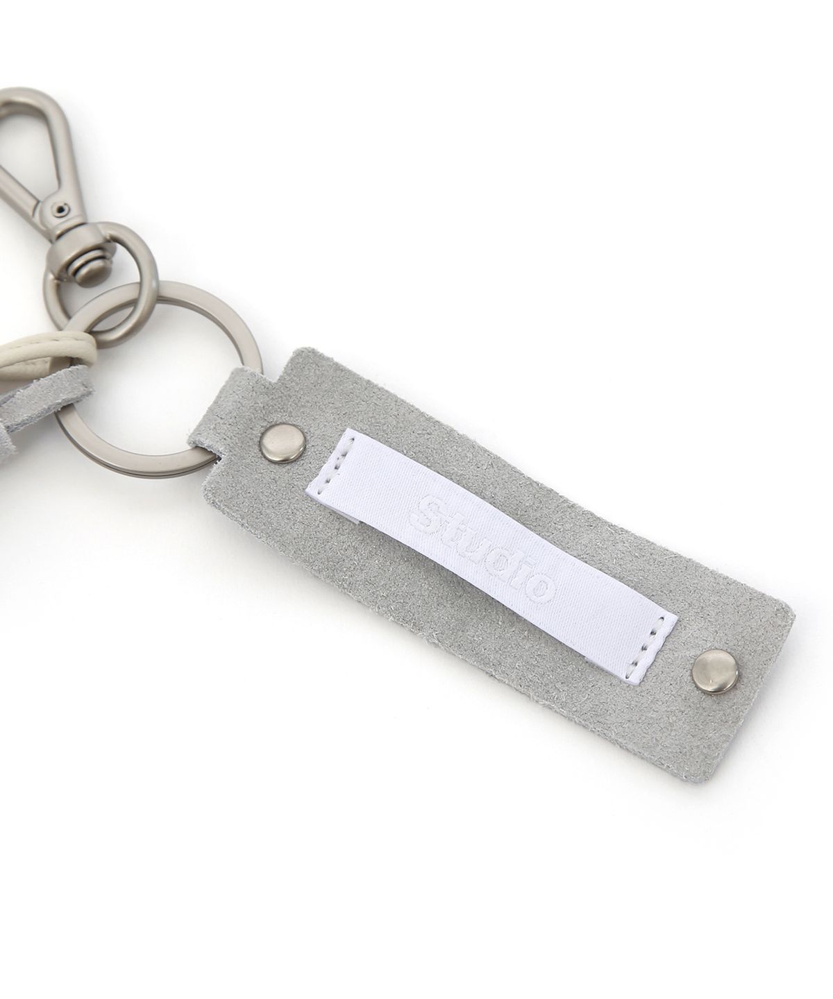 언더컨트롤 스튜디오(UNDERCONTROL STUDIO) LEATHER TAB KEY RING / BRUSHED GREY