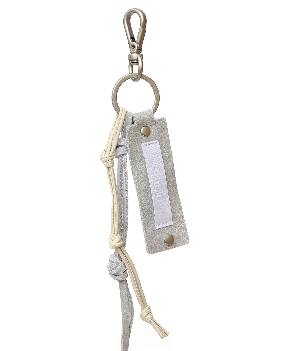 언더컨트롤 스튜디오(UNDERCONTROL STUDIO) LEATHER TAB KEY RING / BRUSHED GREY