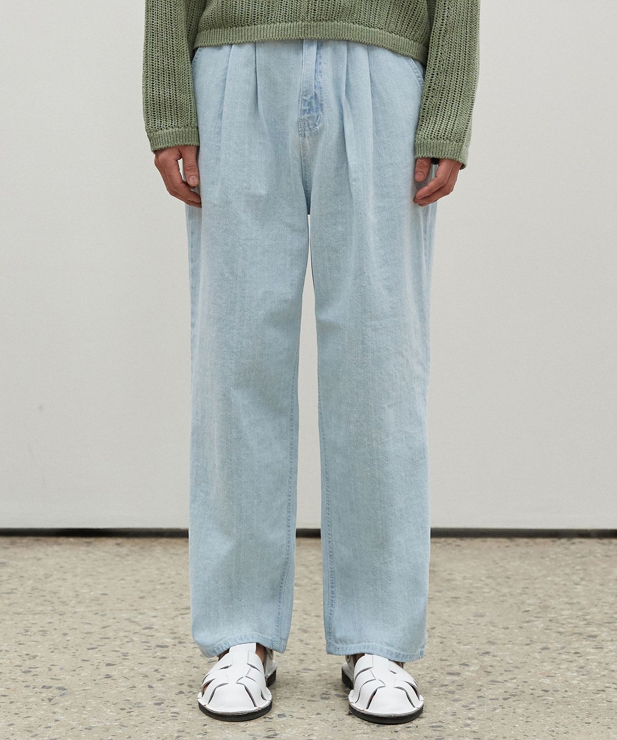 데케트(DECET) [썸머 린넨라이크]Linen Like 2Pleats Wide Jeans DCPTOL5LightBlue