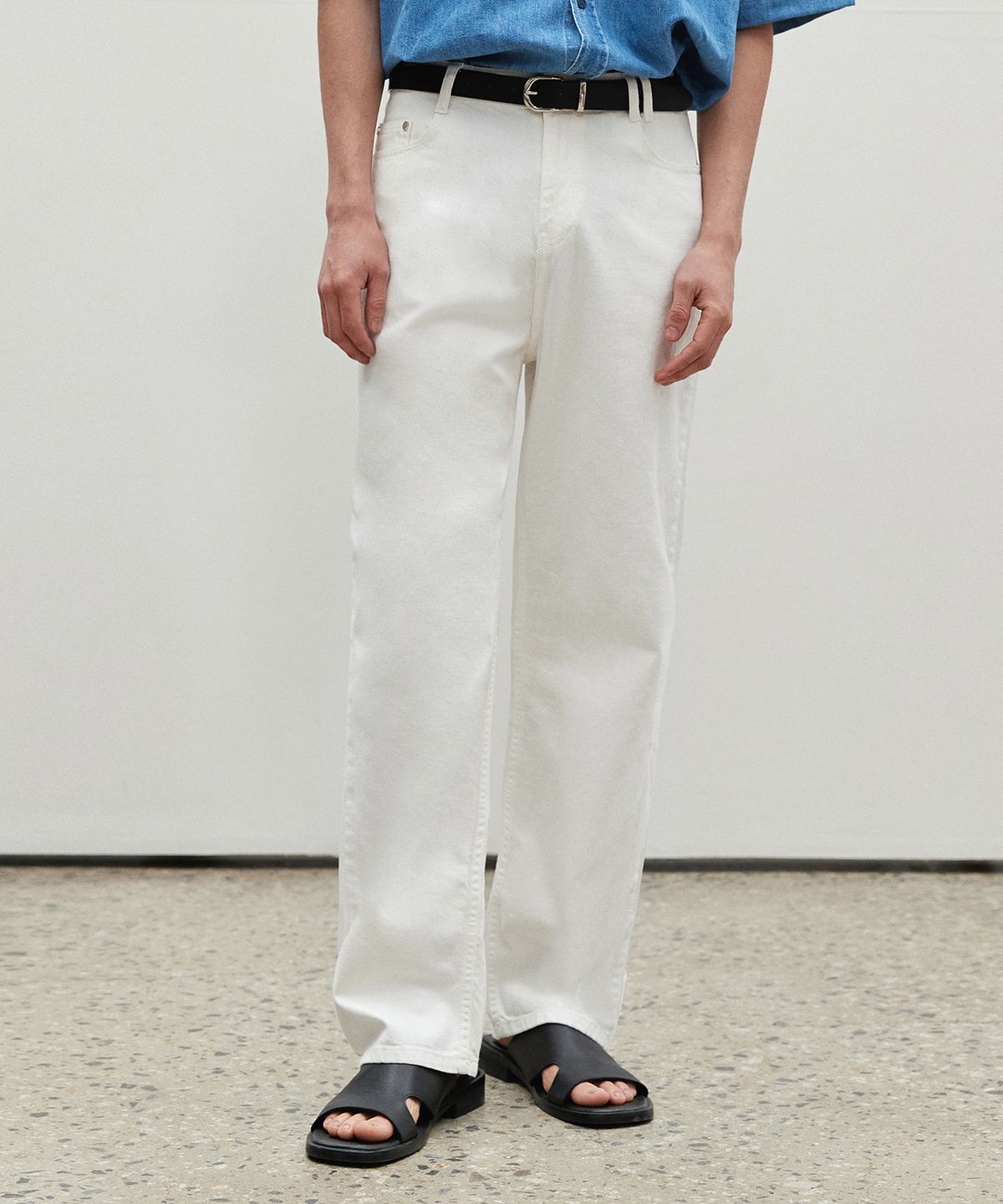 데케트(DECET) [썸머 린넨라이크]Linen Like Semi Wide Jeans DCPTOL3Ivory