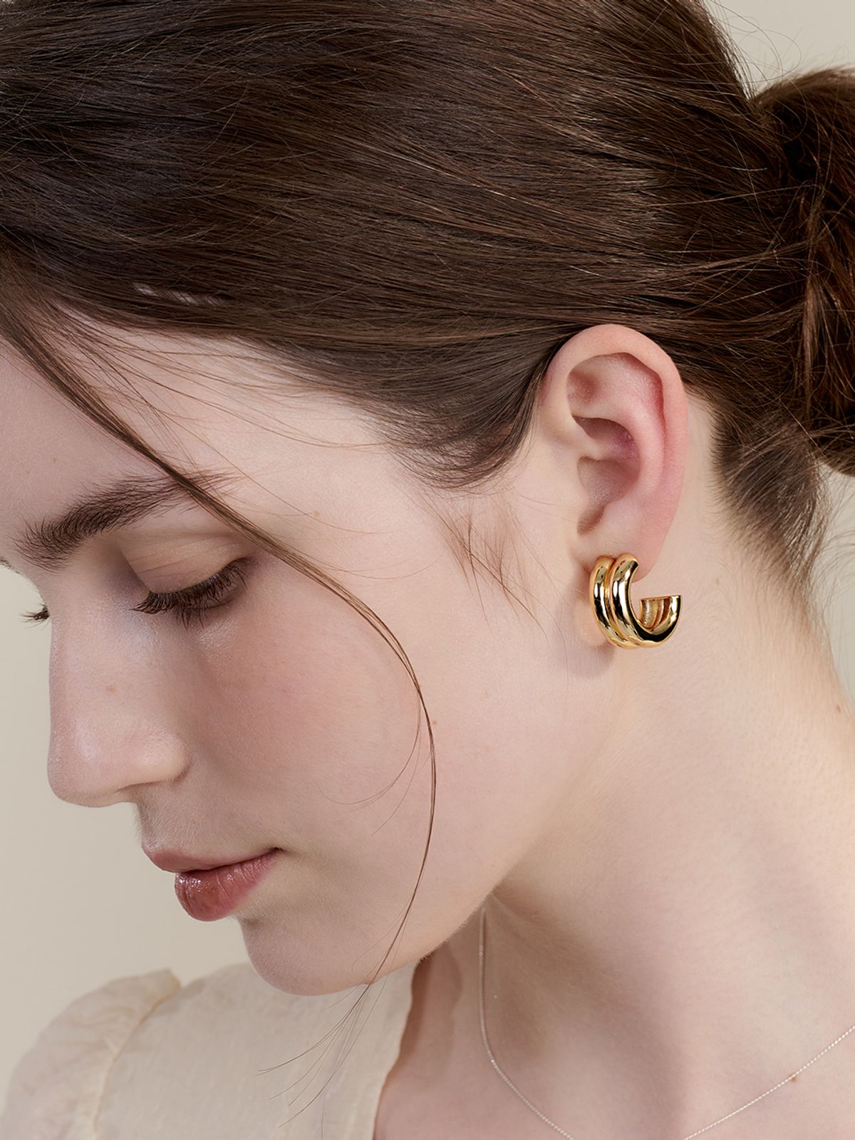 헤이(HEI) double chubby hoop earring